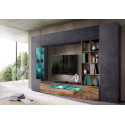 Banc TV moderne gris ardoise/&eacute;rable Keops
