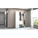 Armoire d'entr&eacute;e moderne 140 cm laqu&eacute;e blanc brillant Nina