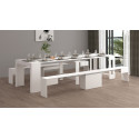 Banc extensible contemporain blanc brillant Montoya