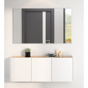 Meuble d'entr&eacute;e suspendu moderne H 52 cm blanc/ch&ecirc;ne Lidy