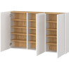 Meuble d'entrée suspendu moderne H 87 cm blanc/chêne Lidy