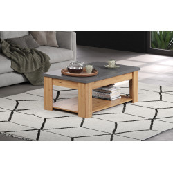 Table basse contemporaine rectangulaire chêne artisan Fabrizio