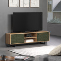 Meuble TV moderne 184 cm ch&ecirc;ne artisan/vert Santana