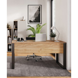 Bureau droit moderne 150 cm chêne/noir Azaro