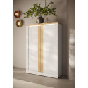 Buffet haut contemporain blanc laqu&eacute; brillant Isia