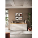 Buffet/bahut contemporain 207 cm blanc laqu&eacute; brillant Isia