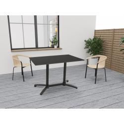Pied de table double pliable d'extérieur en aluminium noir mat Mart...