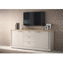 Buffet/bahut contemporain 211 cm ch&ecirc;ne blanc Elbeth