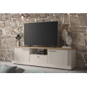 Meuble TV contemporain 211 cm ch&ecirc;ne blanc Elbeth