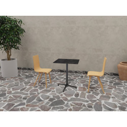 Pied de table de bar pliable d'extérieur en aluminium noir mat Osaka