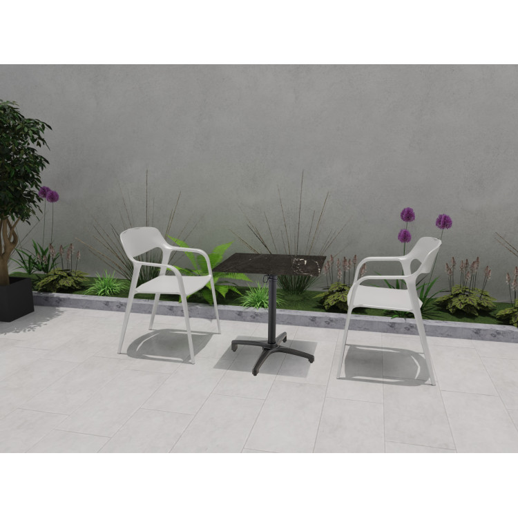 Pied de table pliable d'extérieur en aluminium noir mat Osaka