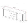 Buffet/bahut contemporain 211 cm chêne blanc Elbeth