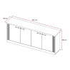 Buffet/bahut contemporain 4 portes chêne blanc Elbeth