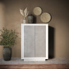 Buffet haut moderne blanc laqué mat/ciment Rosine