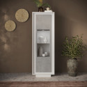 Vitrine moderne blanc laqu&eacute; mat/ciment Rosine