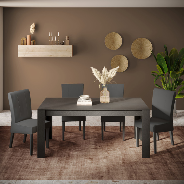 Table de salle à manger extensible moderne coloris lave Rosine