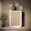 Buffet haut moderne laqu&eacute; blanc mat/ch&ecirc;ne cadiz Rosine