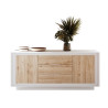 Buffet/bahut moderne 180 cm laqué blanc mat/chêne cadiz Rosine