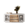 Buffet/bahut moderne 180 cm laqué blanc mat/chêne cadiz Rosine