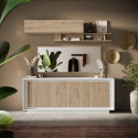 Buffet/bahut moderne 207 cm laqu&eacute; blanc mat/ch&ecirc;ne cadiz Rosine