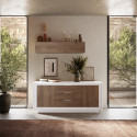 Buffet/bahut moderne 180 cm laqu&eacute; blanc mat/mercure Rosine