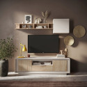 Meuble TV moderne 180 cm cachemire/ch&ecirc;ne cadiz Rosine