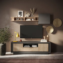Meuble TV moderne 180 cm lave/ch&ecirc;ne cadiz Rosine