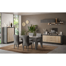 Salle à manger complète moderne lave/chêne cadiz Rosine 1