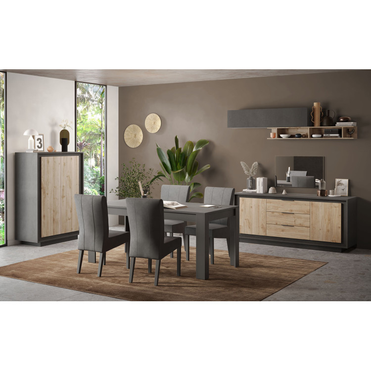 Salle à manger complète moderne lave/chêne cadiz Rosine 1