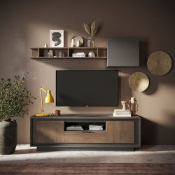 Meuble TV moderne 180 cm lave/mercure Rosine