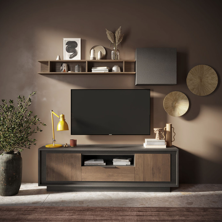 Meuble TV moderne 180 cm lave/mercure Rosine