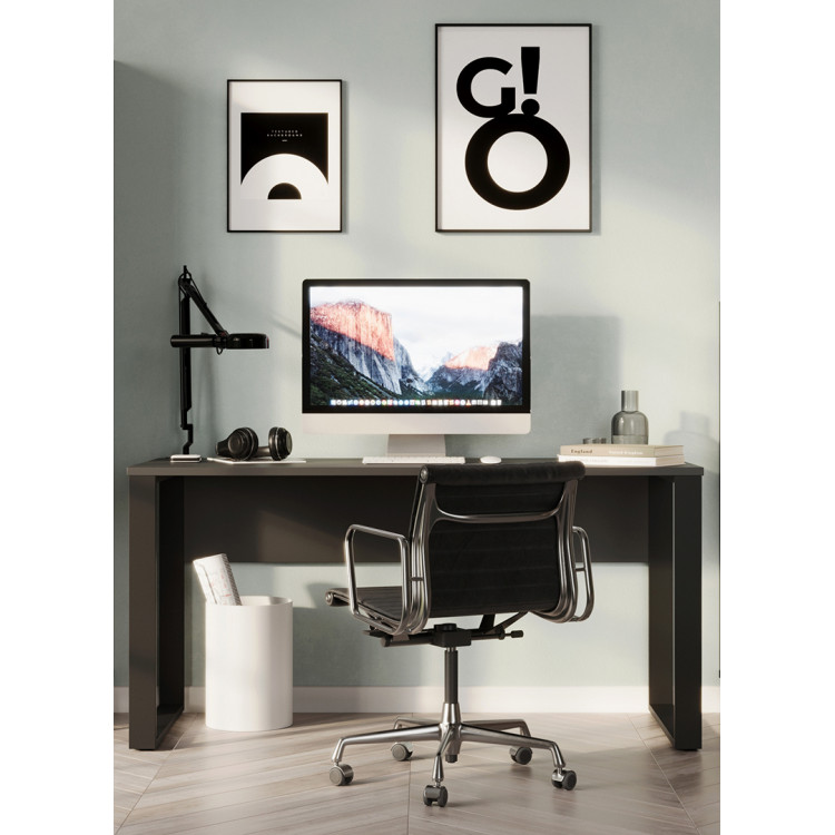 Bureau droit moderne graphite/noir Vigor