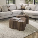 Tables basses style nature en teck massif marron Mylane (lot de 2)