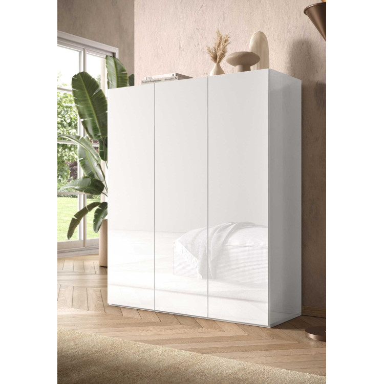 Meuble à chaussures moderne 95 cm blanc laqué brillant Loucia