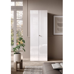 Armoire de bureau moderne H 184 cm laquée blanc brillant Loucia