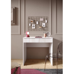 Bureau droit moderne laqué blanc brillant Loucia