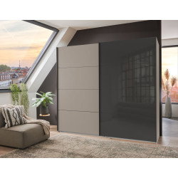 Armoire adulte portes coulissantes gris sahara/graphite Matilda