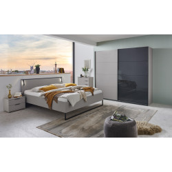 Chambre adulte moderne gris sahara/graphite Matilda