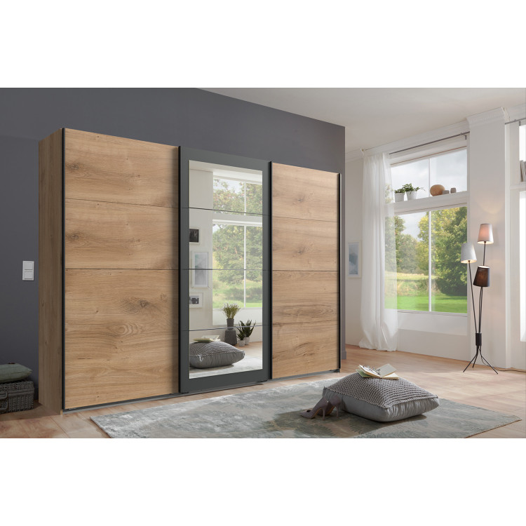 Armoire adulte moderne 270 cm chêne poutre Dexter