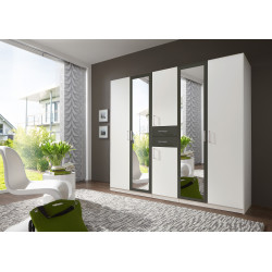 Armoire adulte moderne 225 cm blanc/graphite Hortensia