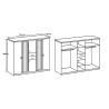 Armoire adulte moderne 225 cm chêne/graphite Hortensia