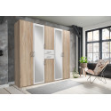 Armoire adulte moderne 225 cm ch&ecirc;ne/blanc Hortensia