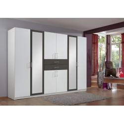Armoire adulte moderne 270 cm blanc/graphite Hortensia