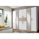 Armoire adulte moderne 270 cm blanc/ch&ecirc;ne Hortensia
