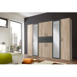 Armoire adulte moderne 270 cm chêne/graphite Hortensia