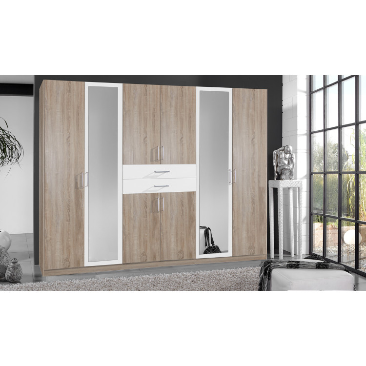 Armoire adulte moderne 270 cm chêne/blanc Hortensia