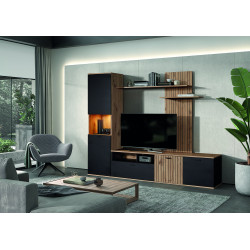 Banc TV moderne 235 cm chêne canyon/anthracite Siline