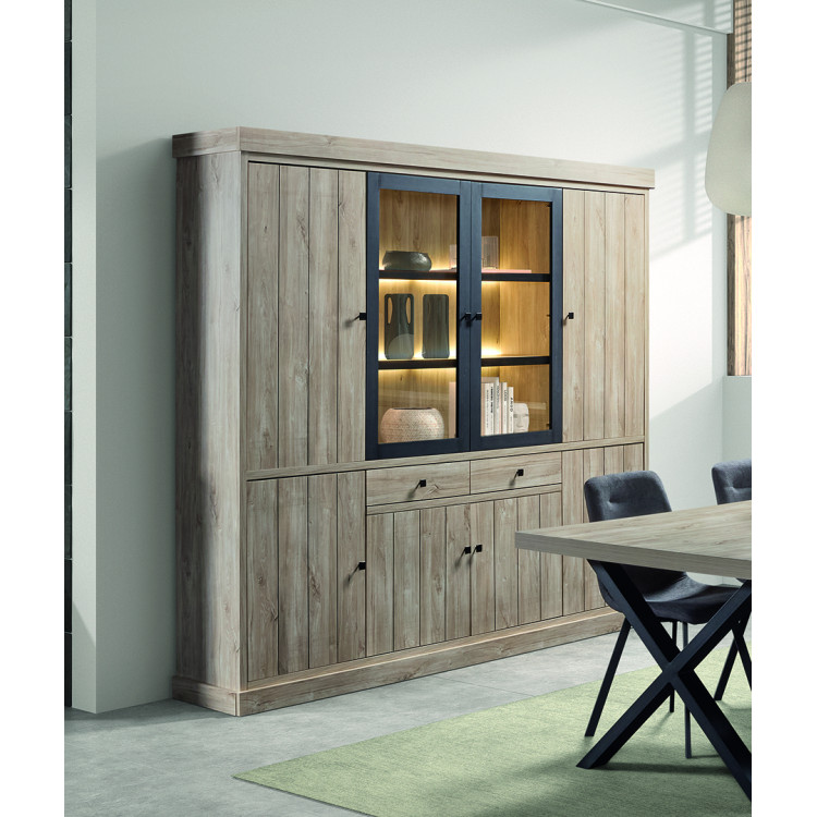 Vaisselier/argentier contemporain 230 cm chêne clair Tirol