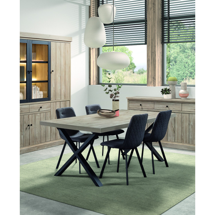 Table de salle à manger contemporaine chêne clair Tirol