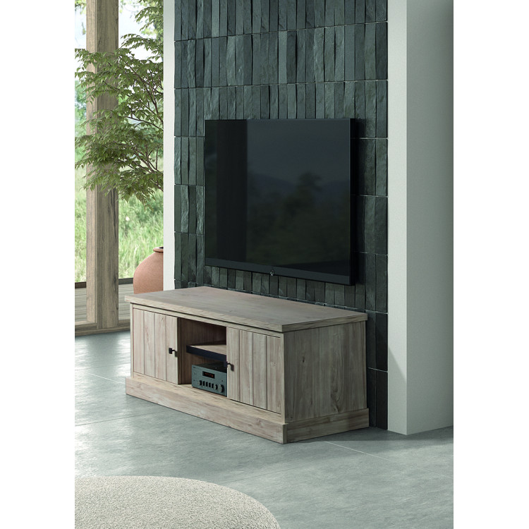Meuble TV contemporain 160 cm chêne clair Tirol